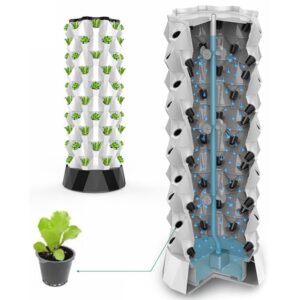 Hydroponic Vertical Tower 8 Tier 64 Plant Kit